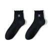 Women’s Lightweight Mesh Ankle Socks Breathable Lace Trim Crew Socks with Bow Embroidery and Hollow Out Design for Everyday Wear