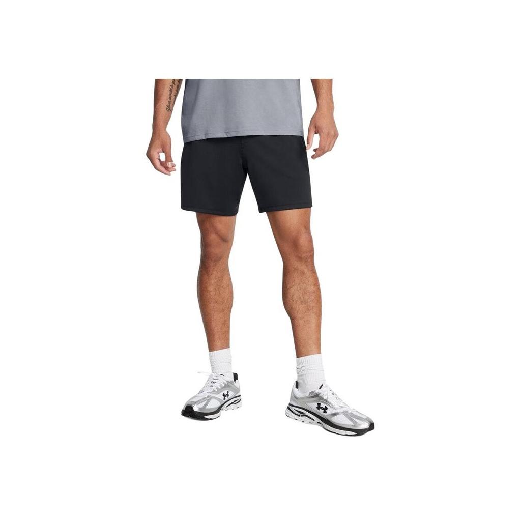 Under Armour Solid Color Comfortable Casual Lace-Up Mid-Waist Three-Quarter Sports Shorts Men shorts Black 1386982-001