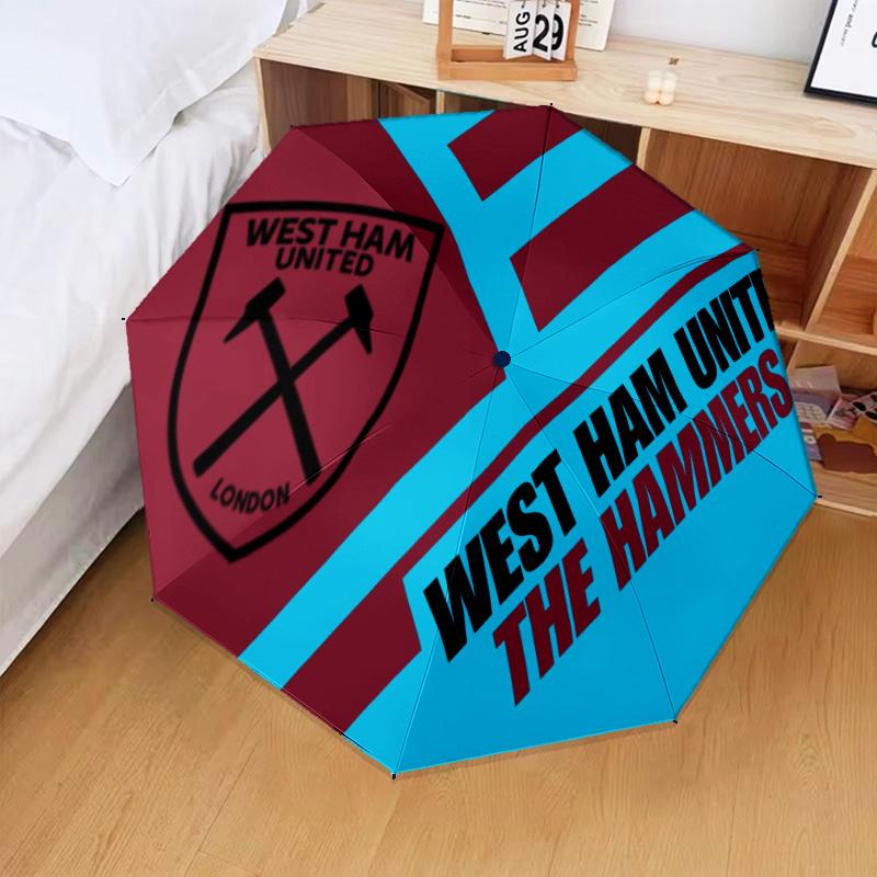 West FC United Crest Automatic Folding Umbrella - 8-Rib Travel Umbrella with Auto Open/Close & Portable Gifts for holidays or birthdays