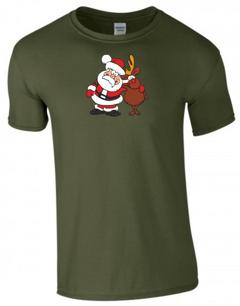 Santa Claus Rudolph T Shirt Red Nose Reindeer Christmas Xmas Gift Unisex Tee Top M