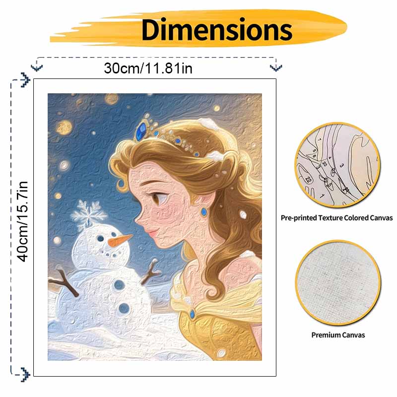 Disney Princess Snow Scene Digital Oil Painting Art Kit Handmade Diy Home Decorations
