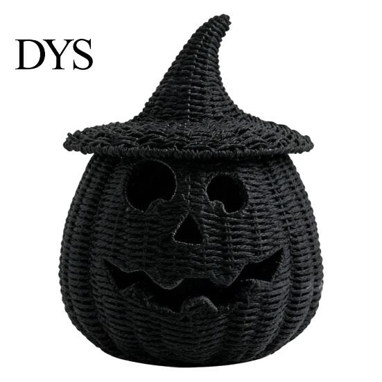 Binnen Oogst Seizoensdecoratie Nep Rotan Halloween Pompoen Beeldje, Zwart Hars Beeld met Heks Veelzijdig Entree Ornament Hoed, Rustiek