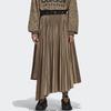 Adidas Originals X Hyke Asymmetrischer Saum Einfarbig Mittelhoch Anliegend Plissierter Maxi-Rock Damen Röcke Gelbbraun GP3042