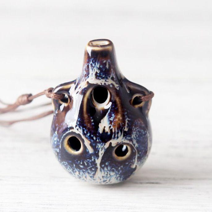 Six-Hole Ceramic Ocarina Leaf Flute - Popular Scenic Spot Souvenir and Musical Toy