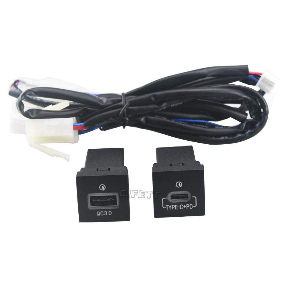 New For VW Golf 6 Jetta 5 MK5 Scirocco 06-12 Type C PD USB Socket Charging Power Adapter Quick Car Charger Wire Harness