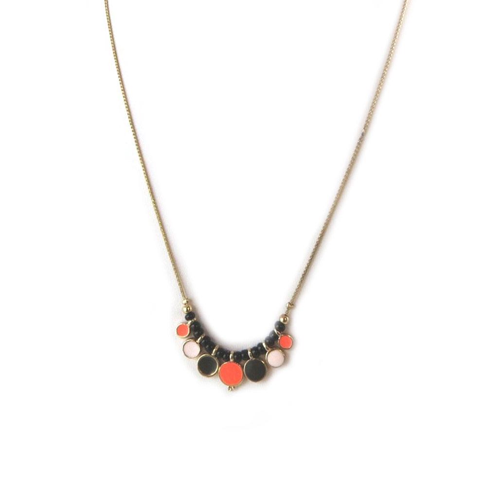 Les Trésors De Lily [N8815] - Designer Necklace 'Scarlett' Orange Black