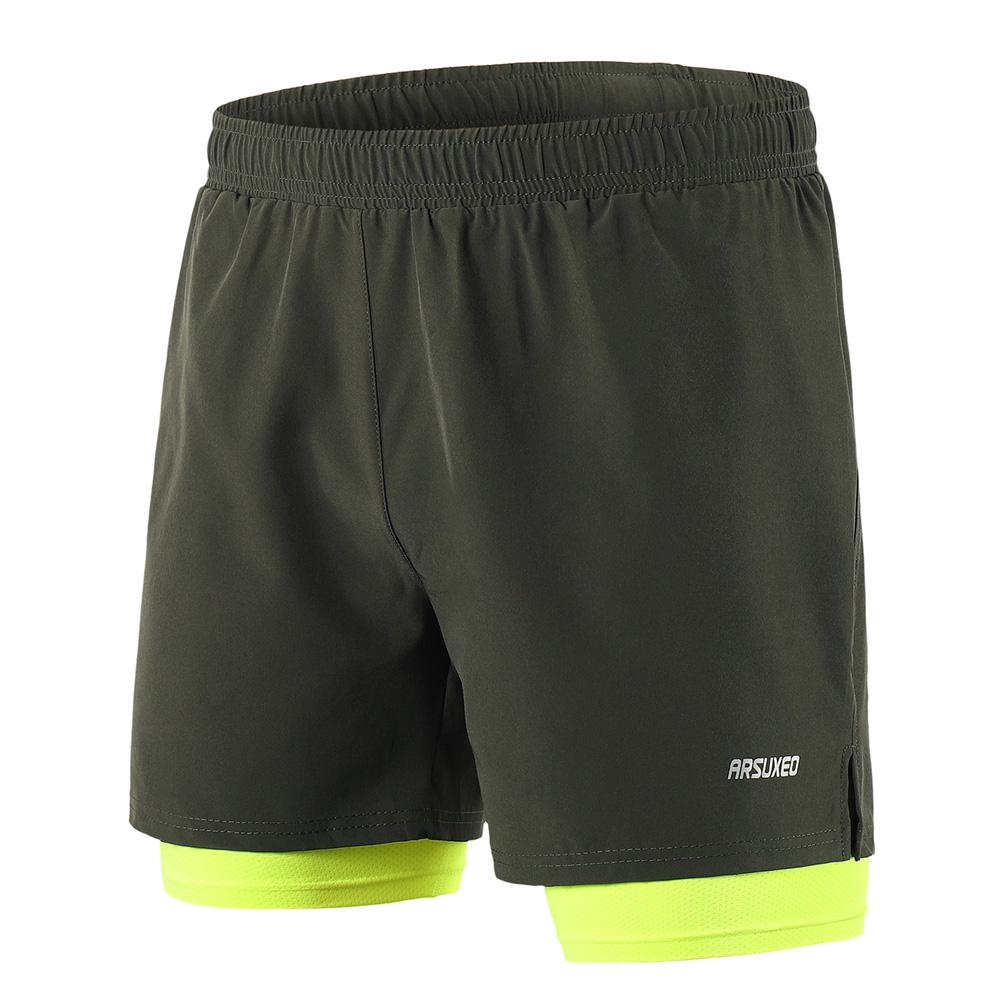 

Men 2 In 1 Running Shorts Quick Drying Breathable Active Training Exercise