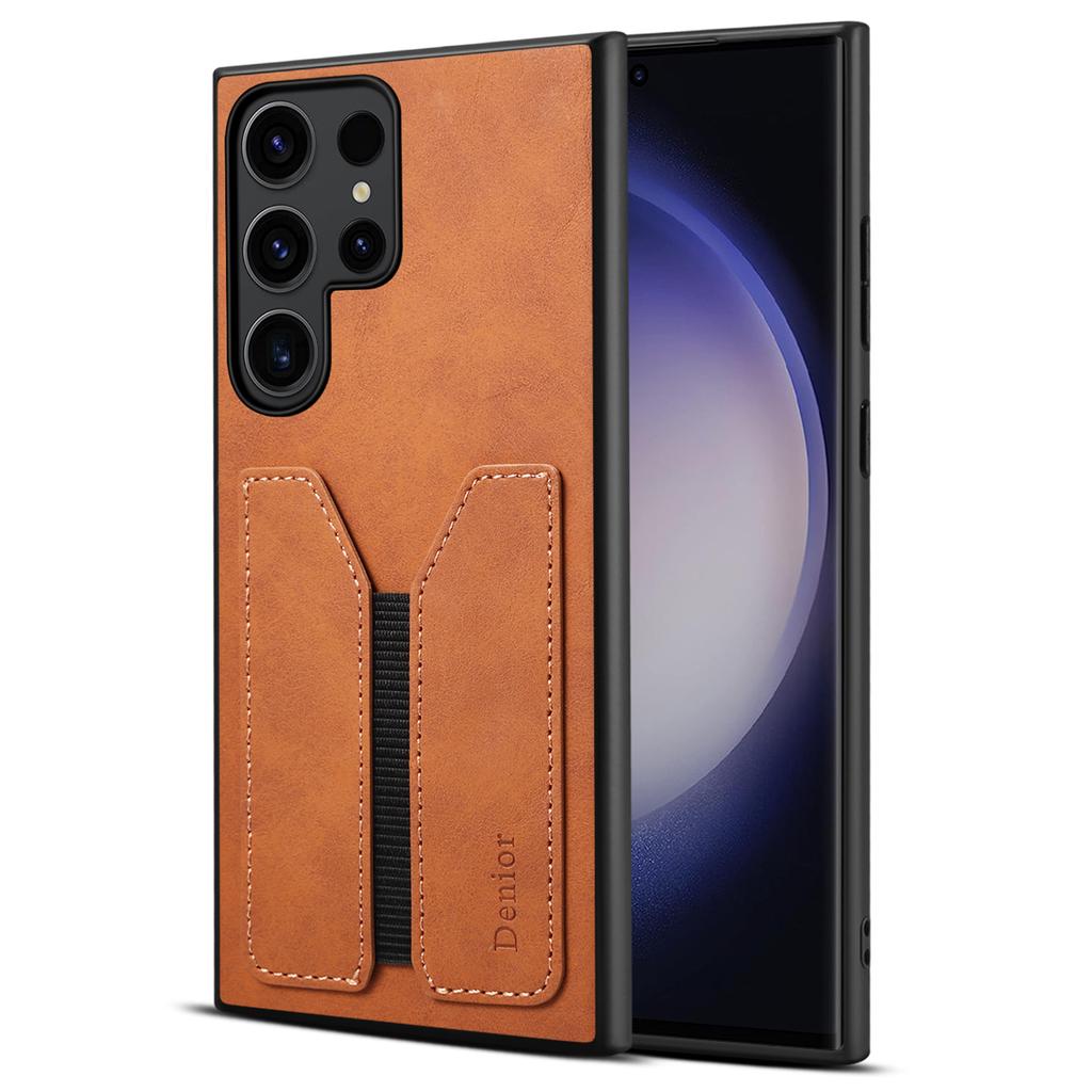 DENIOR Für Samsung Galaxy S24 Ultra Handyhülle Elastischer Kartenhalter PU-Leder Rückabdeckung