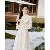 Elegantes Damen-Weste und Midi-Kleid Zweiteiler-Set