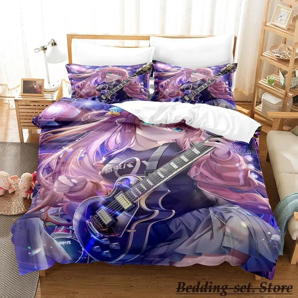 Gotou Hitori Bedding Set Single Twin Full Queen King Size Bed Set Adult Kid Bedroom Duvetcover Sets Anime parure de lit Bed