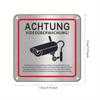 Signalisation de Caméra de Surveillance Murale en Alliage d'Aluminium - Texte et Symboles Allemands - Plaque Système de Sécurité en Métal