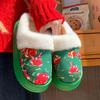 Northeast Big Flower Plush Cotton Slippers Winter Indoor Home Thick Bottom Non-slip Piled Warm Couple Cotton Mop