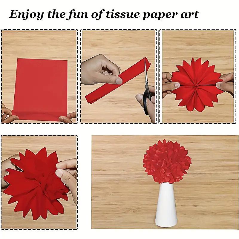 6/12/24PC Tissue Paper Party Decor Gift Packaging Supplies Flower Art Crafts Red Packaging Paper For Gift Wrap Filler 50x75cm