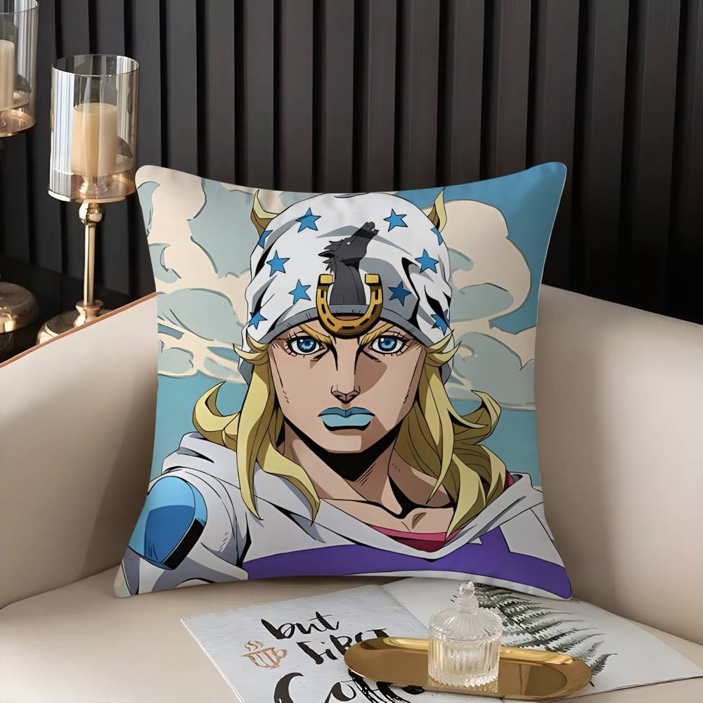 J-JoJo B-Bizarre Adventure Pillow Case Home Dorm Chair Back Short Plush Double-sided Printing Office Nap Time Cushion Cover