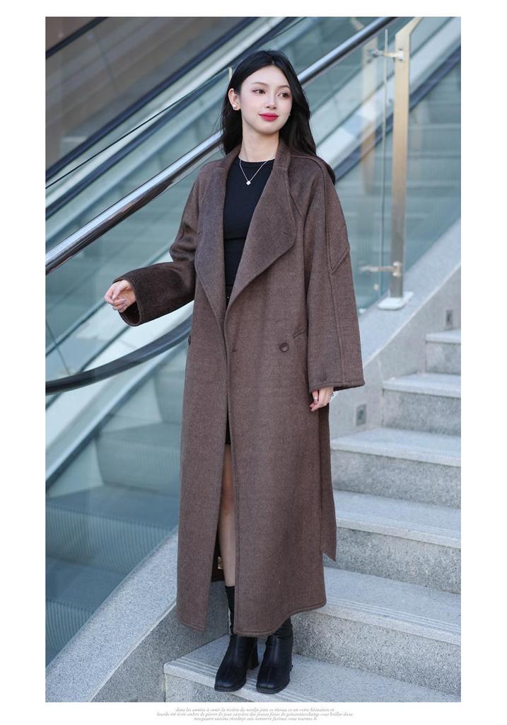 2025 Winter Korean Style Women's Double-Sided Wool Coat with Stand Collar