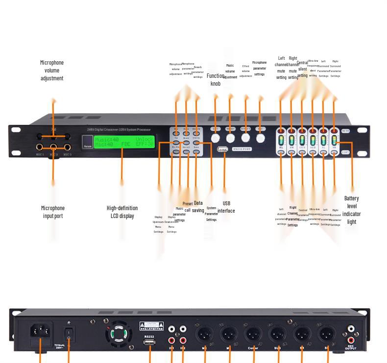 Professional KTV Microphone Feedback Suppressor & Compressor with Frequency Shifter