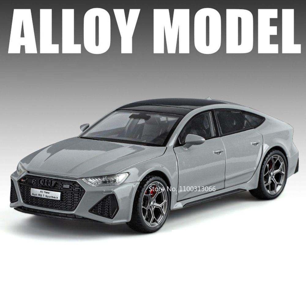 1:24 RS7 R8 V10 Cars Toys Alloy Diecast Models Light Sound Rubber Tires Vehicle Wheel Pull Back Miniature Car Kids Perfect Gifts