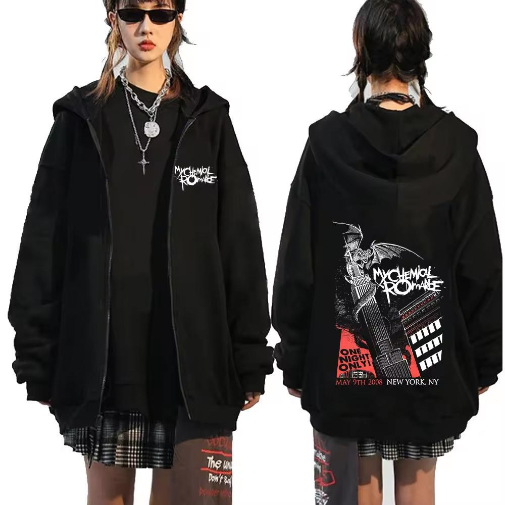 My Chemical Romance Mcr Dead Mikina s kapucí na zip Pánská Dámská Módní Mikiny Bunda Kabáty Gotické Volné Černé Punkové Mikiny na zip