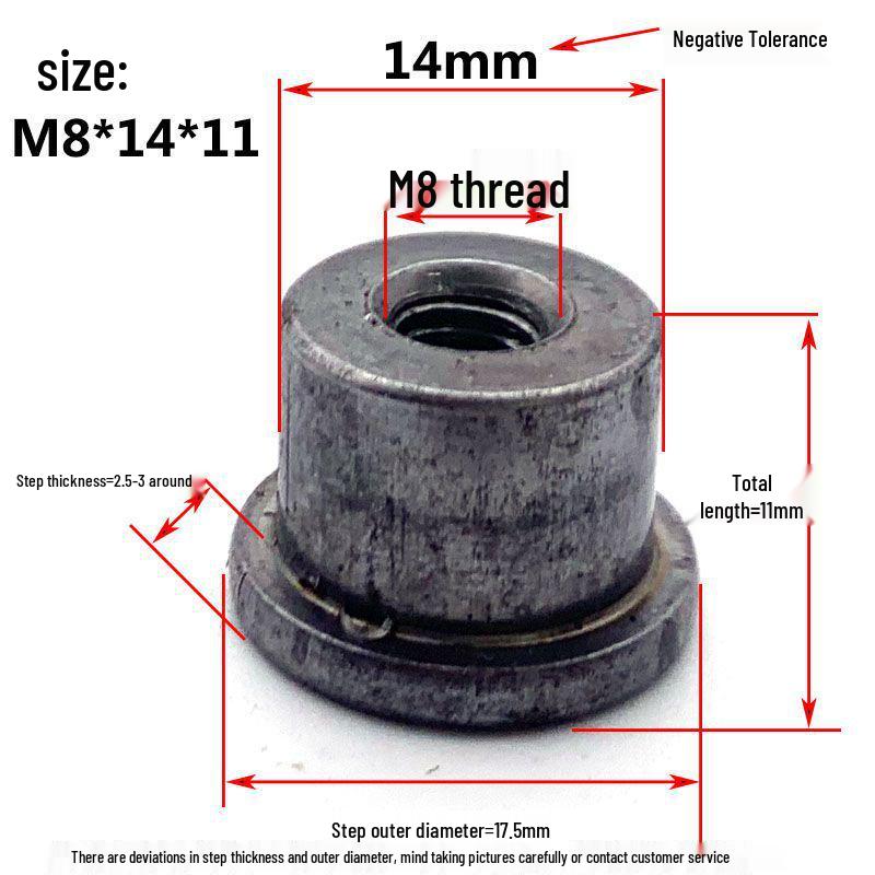 Svařovaná stupňovitá matice typu T s přírubou Kování za studena Železný plech T-víčko M6 M8