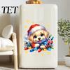 Waterproof Refrigerator Stickers Christmas Cute Puppy Wall Stickers, PVC Decals, Peel And Stick Animal Holiday Dog Decals Art Decor for Home