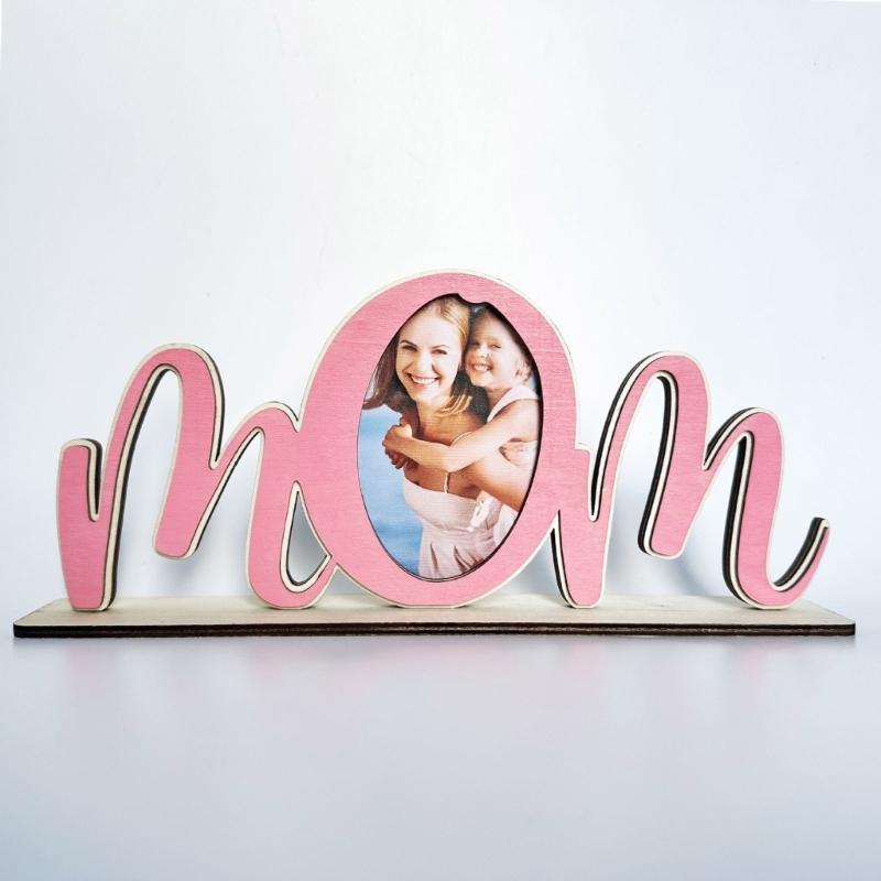 Mamas Wood Letter Picture Frame Set Craft with Color and Brushes, Special Present for Parent