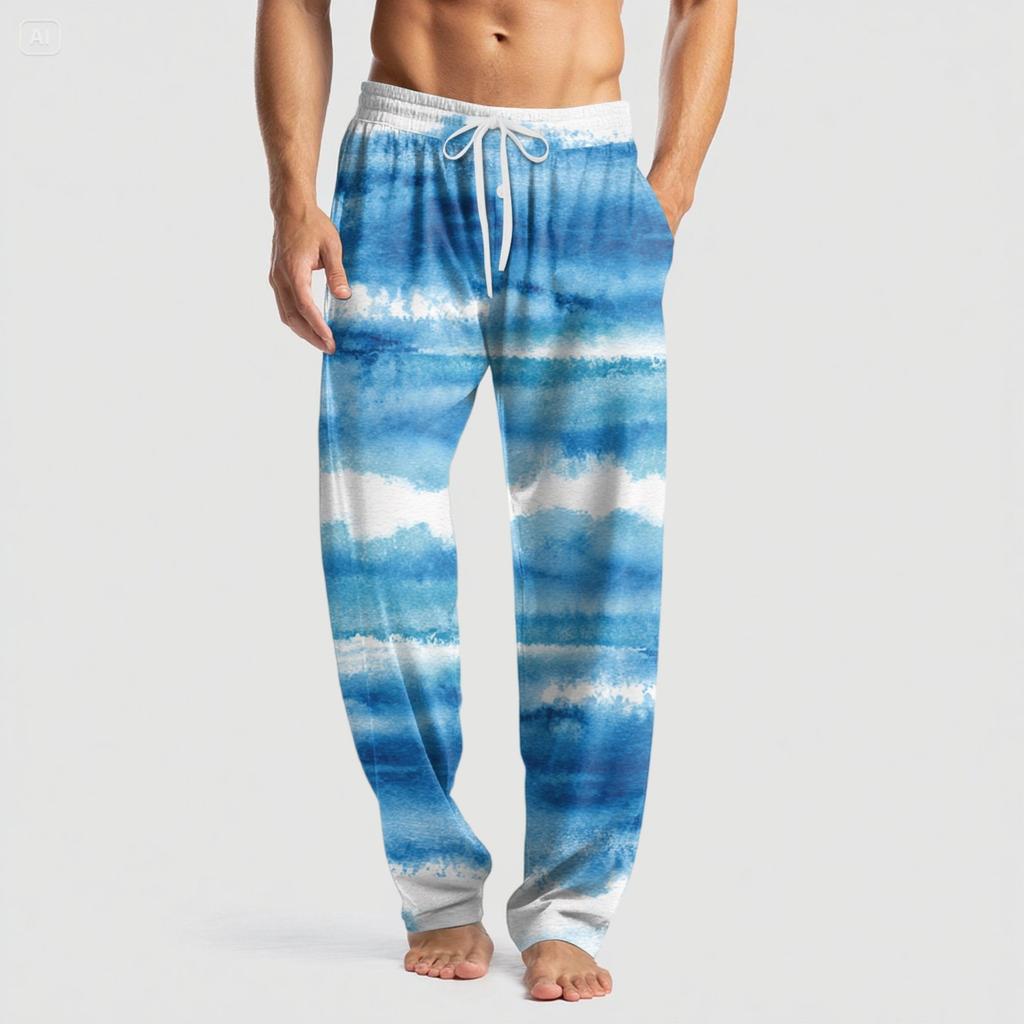 Men's Knitted Halloween Print Pocket Casual Pants Pajama Pants