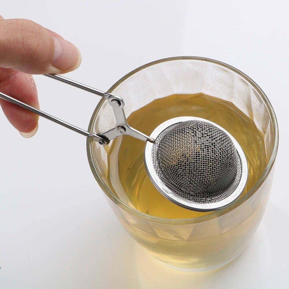 Infusor de té con mango, bola de té, esfera de malla, colador de té, café, hierbas aromáticas, filtro, difusor, utensilio de cocina de acero inoxidable