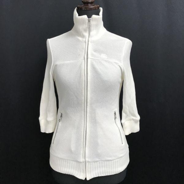 Burberry Jachetă cu fermoar din tricot de bumbac fabricată în Japonia BLUE LABEL Alb Mărimea 38 Damă Stare excelentă(FOLOSIT)