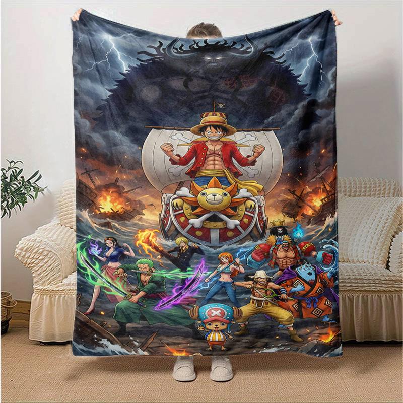 1pc One Piece Adventure Soft Throw Blanket Flannel All Season Light Weight Living Room/Bedroom Warm Blanket. M7270148