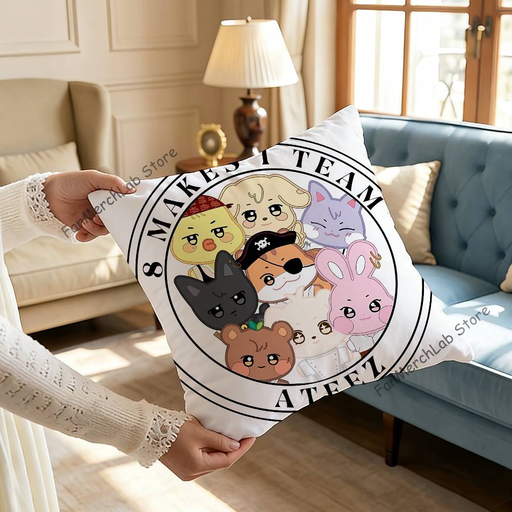 Cute AANITEEZ Anime Pillow Case Antidustmite Pillowcase Invisible Zipper Silky Short Plush Sofa Cushion Cover