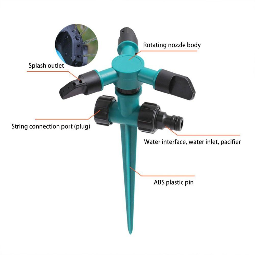 Adjustable Garden Sprinkler Three-Fork Watering System Large Area Rotating Sprinkler  Lawn