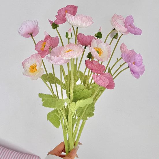 Artificial Flower 4 Head Realistic Fake Silk Flower with Long Stem Home Office Wedding Party Faux Flower Decoration