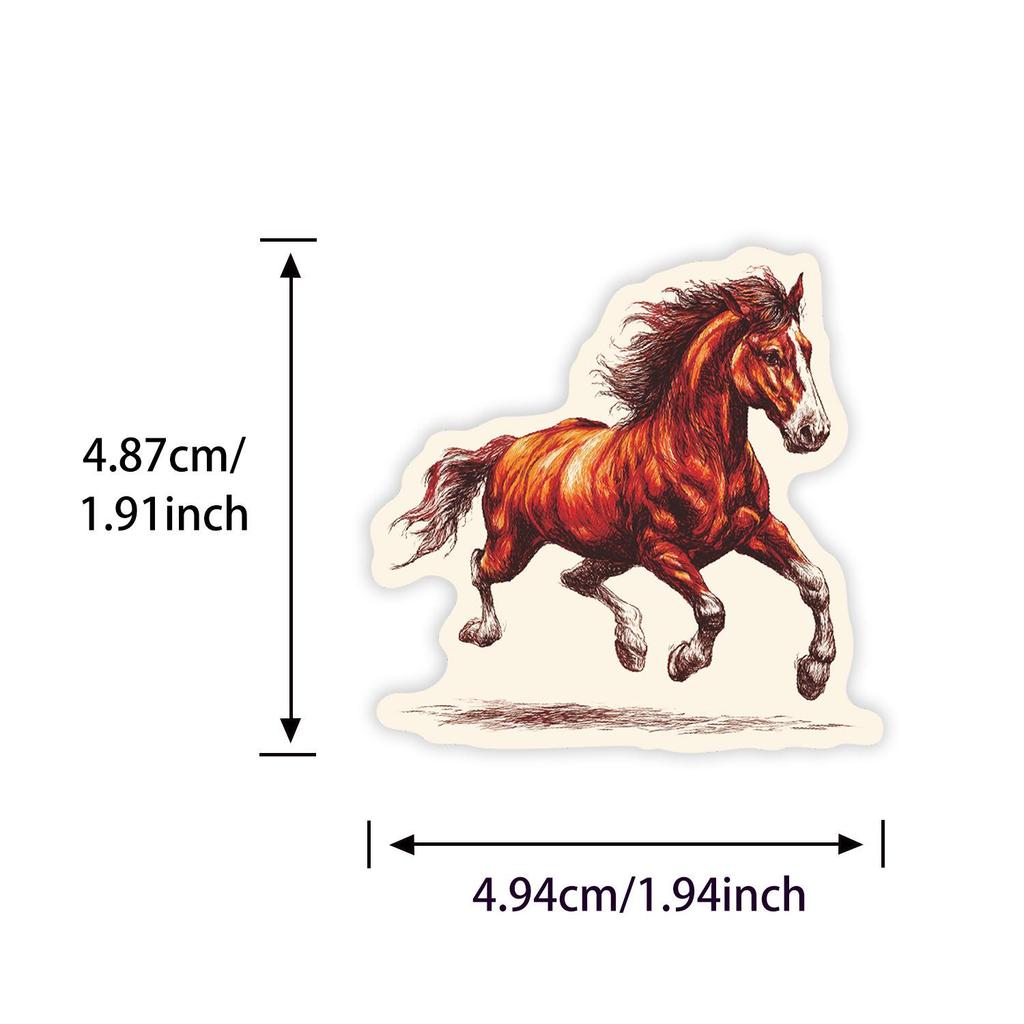 56-Piece Year of the Horse Realistic Sticker Set for Notebooks, Luggage & DIY Decoration - Waterproof, PVC, Self-Adhesive