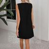 Vestido Mini de Lino sin Mangas con Cuello en V y Botones Estilo Holgado para Mujer Ropa Casual