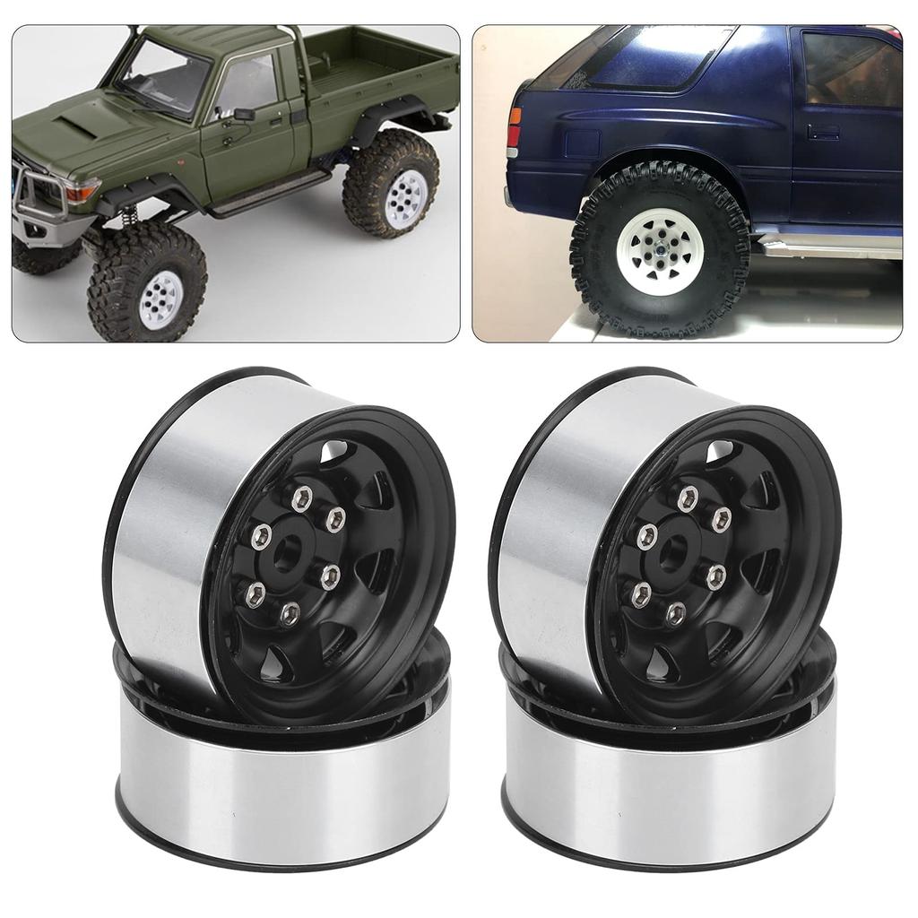 4pcs 1.55" RC Wheel Rim Hubs Axial AX90069 for Crawlers, Universal RC Wheel Hubs, Black