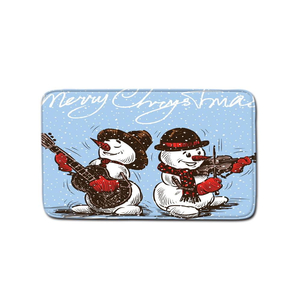 3D Digital Printing Christmas Waterproof Shower Curtain Four-Piece Bathroom Non-Slip Door Mat Toilet Absorbent Floor Mat Carpet