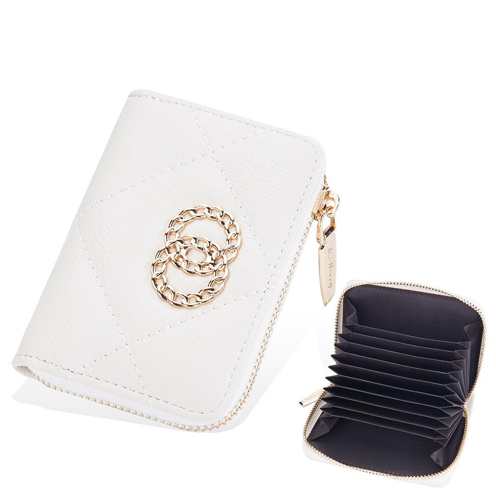 Baellerry Women's Short Purse Pu Leather Card Holder Multiple Card Slots Wallet Zipper Coin Purse Fashion Quilted Card Protector