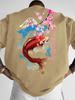 Japanese Koi Fish Cherry Blossom Pattern 3d Print Breath Quickdry Unisexs Largesize Tshirt Leisure Street Parentchild Clothing