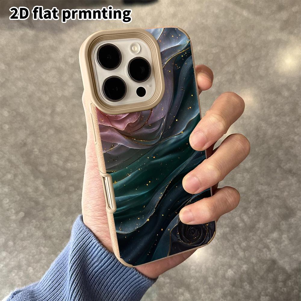 Phone Case: 2D flat lambskin suitable for iPhone 18 17 16 15 14 13 Pro film protective case, navy rose, Christmas and Halloween gift