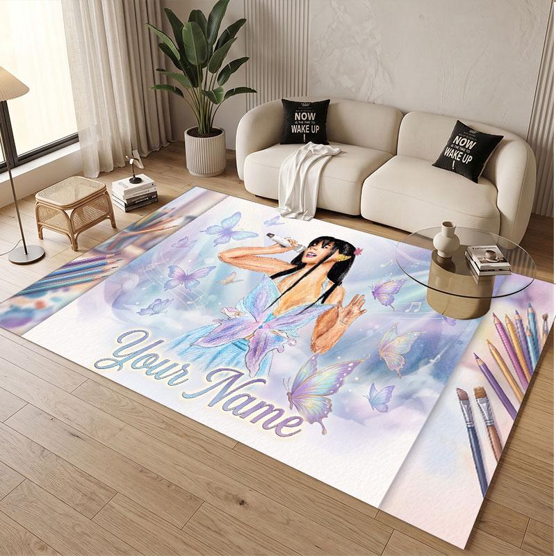 Custom Name Crystal Velvet Rug,Ayliva Comfortable Anti Slip Floor Mat For Room Decoration