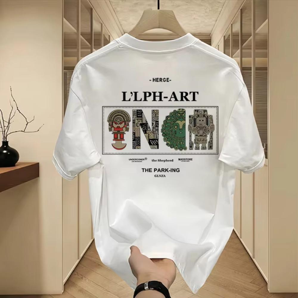 

2025 Новая летняя мужская модная брендовая футболка с принтом, уличный тренд, повседневная, свободная, дышащая, с круглым вырезом, с коротким рукавом, топ XXXXXL белый