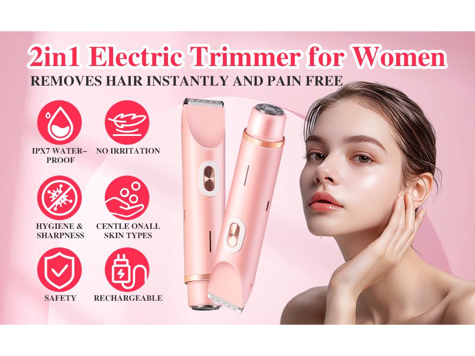 Rechargeable Women's Dual-Headed Underarm Shaver and Trimmer with Digital Display