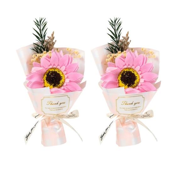 2 Pcs Mini Sunflower Bouquet Scented Artificial Soap Flower Birthday Valentine's Day Gifts