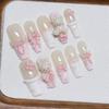 Handmade Pink Candy Bear Nail Patches - Cute, Long Style for Girls
