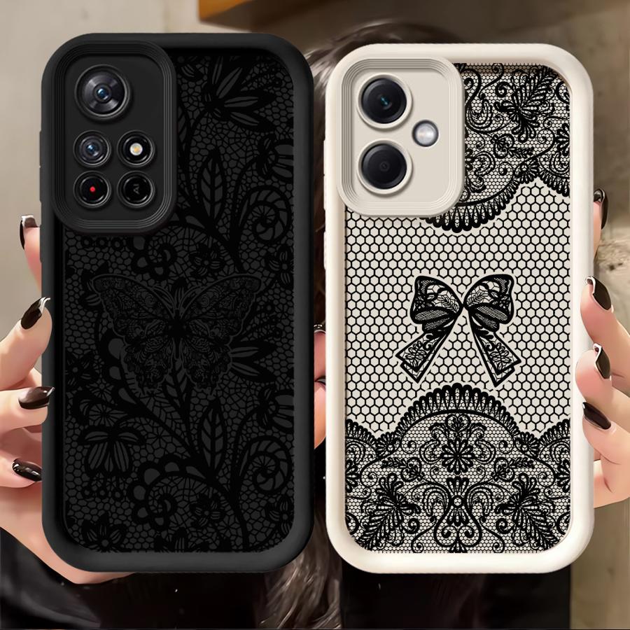 Design Sense Black Lace Phone Cover Case for Xiaomi Redmi Note 14 Pro Plus 12s A1 A2 A3 A4 13C 11s 11 12C Note 13 10 14C 12