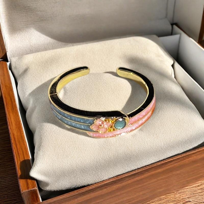 Gold Enamel Oil Drop Butterfly Open Ring Niche Design Flower Color Personality Ring Female