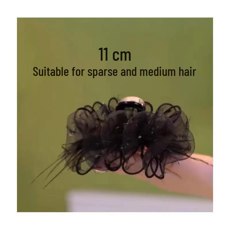 Luxury Feather Gauze Claw Clip for Women – Elegant Back-of-Head Hair Accessory