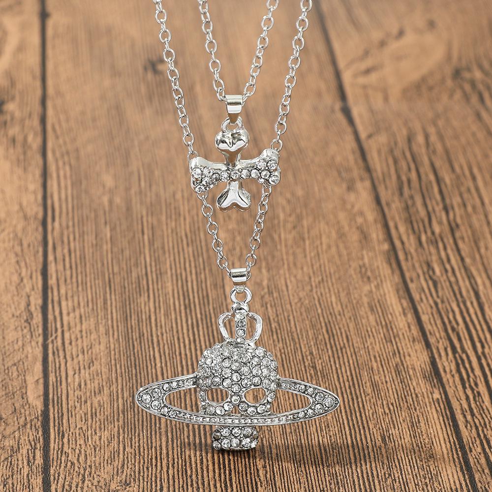 Saturn Wings Heart Devil Owl Pendant Necklace - Unique Retro Jewelry