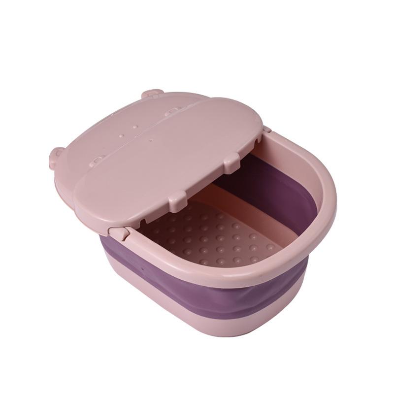 Folding Cartoon Duck Children's Foot Soaking Bucket with Lid Massage Foot Washing Basin Portable Household Insulation