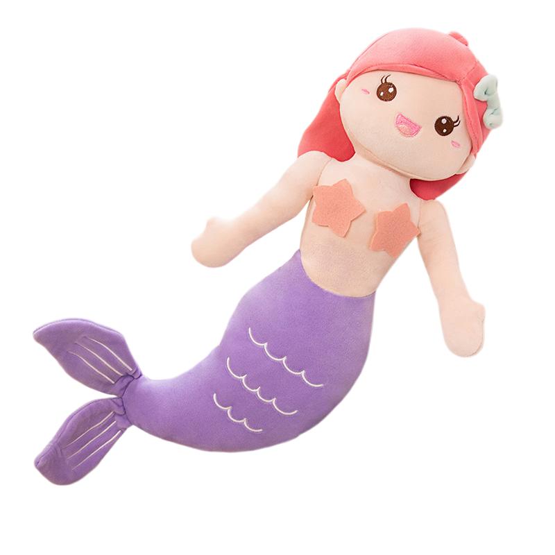45~80Cm Four Colors Mermaid Fish Plush Toy Stuffed Sweet Humanoid Doll Sleeping Companion Overnight Gift